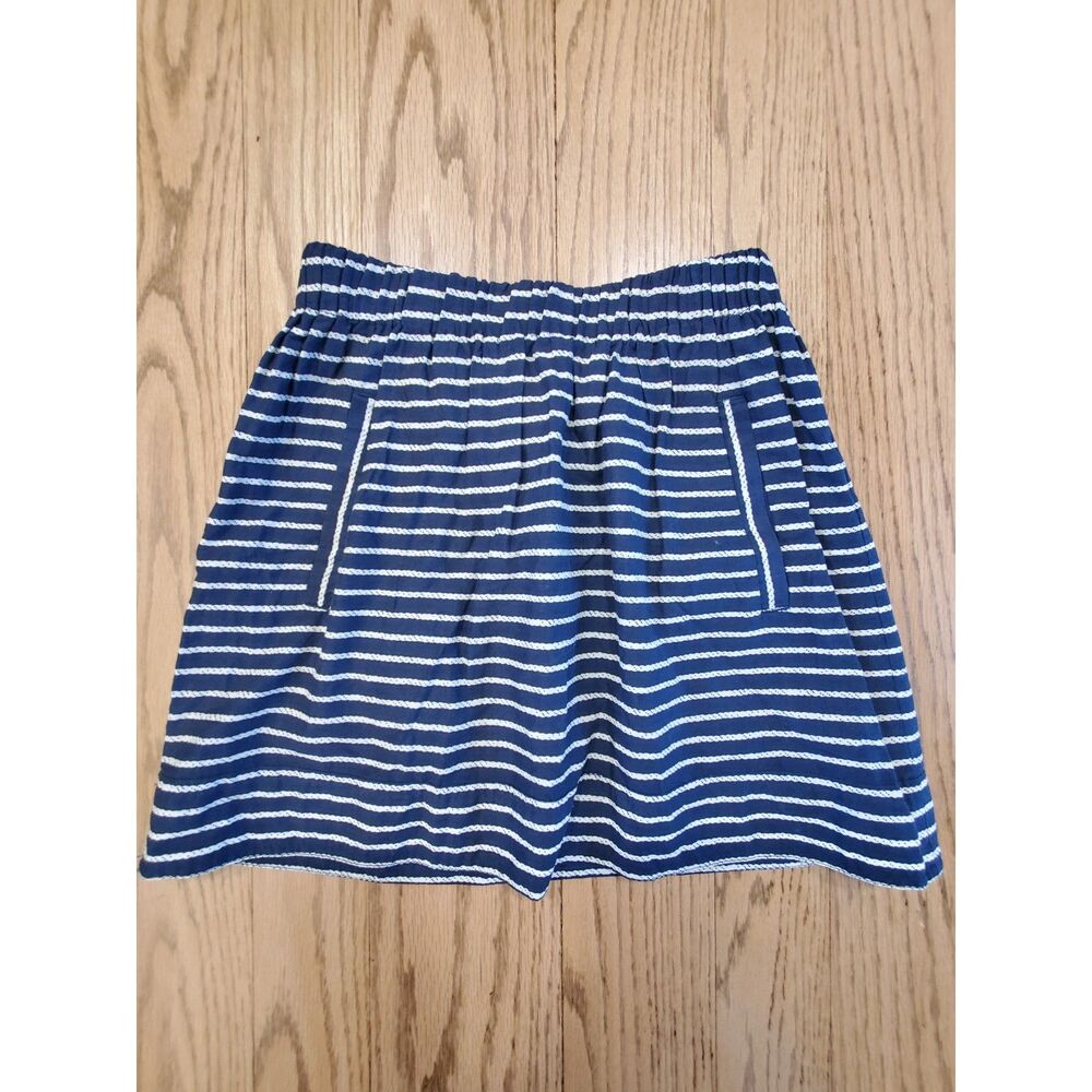J.Crew Factory Women's XXS Navy Nautical Rope Stripes Skirt Cotton 100% VGUC